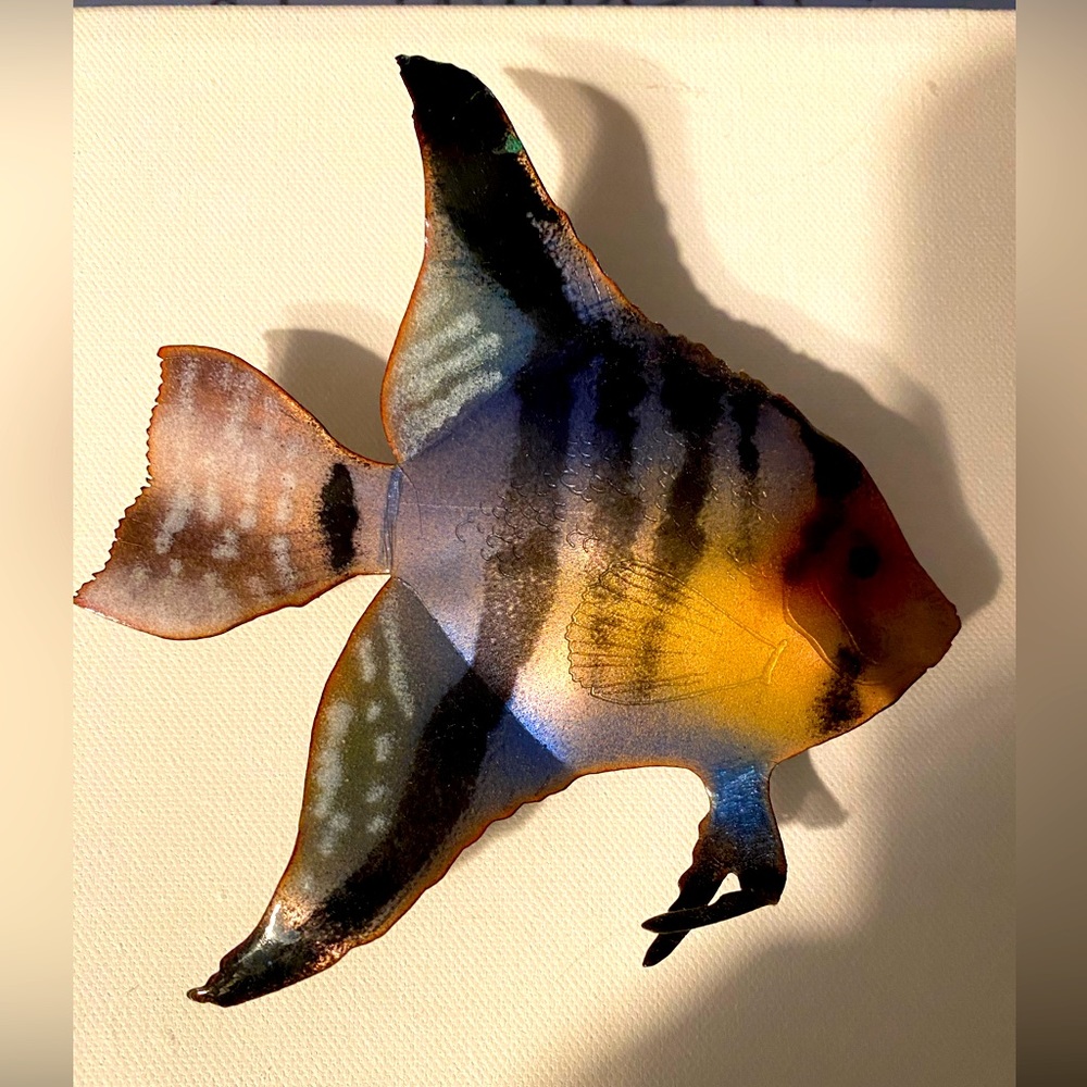 Bovano of Cheshire “Angel Fish” copper enameled wall art.